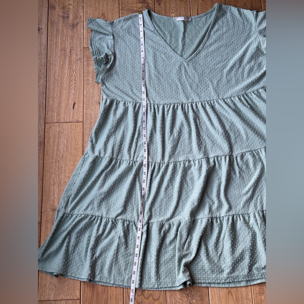 Veveret Sage Green Swiss Dot Tiered Ruffle Dress size 2XL - Picture 8 of 9